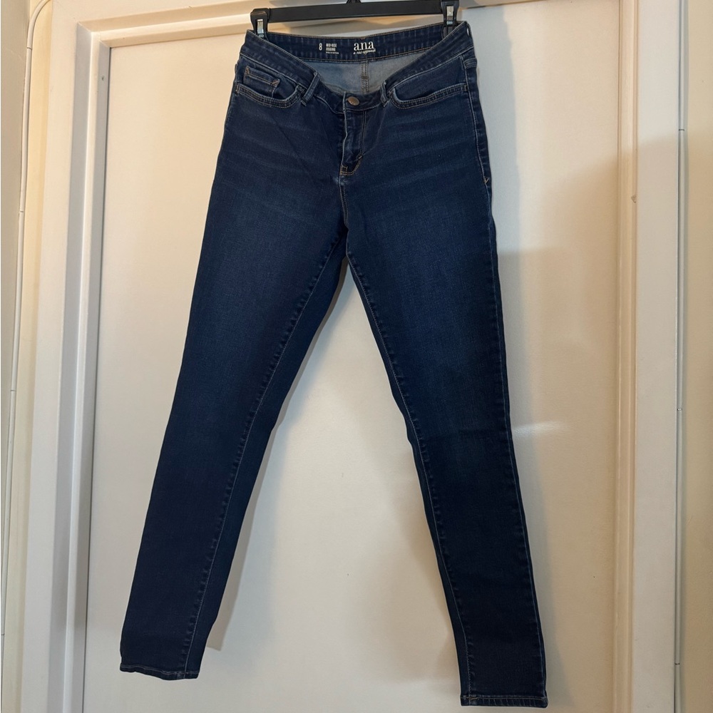 a.n.a Women's Deep Indigo Skinny Jeans - size 8